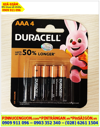 Duracell LR03 MN2400B4, Pin AA 1.5v alkaline Duracell LR03 MN2400B4 (Lasts up to 50% longer) chính hãng (Loại Vỉ 4viên)